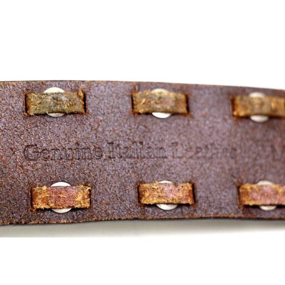 BROWN GENUINE LEATHER 1 1/4"Wd STUDS STITCH CASUAL DRESS WOMEN'S BELT Sz S (99T - Picture 7 of 13